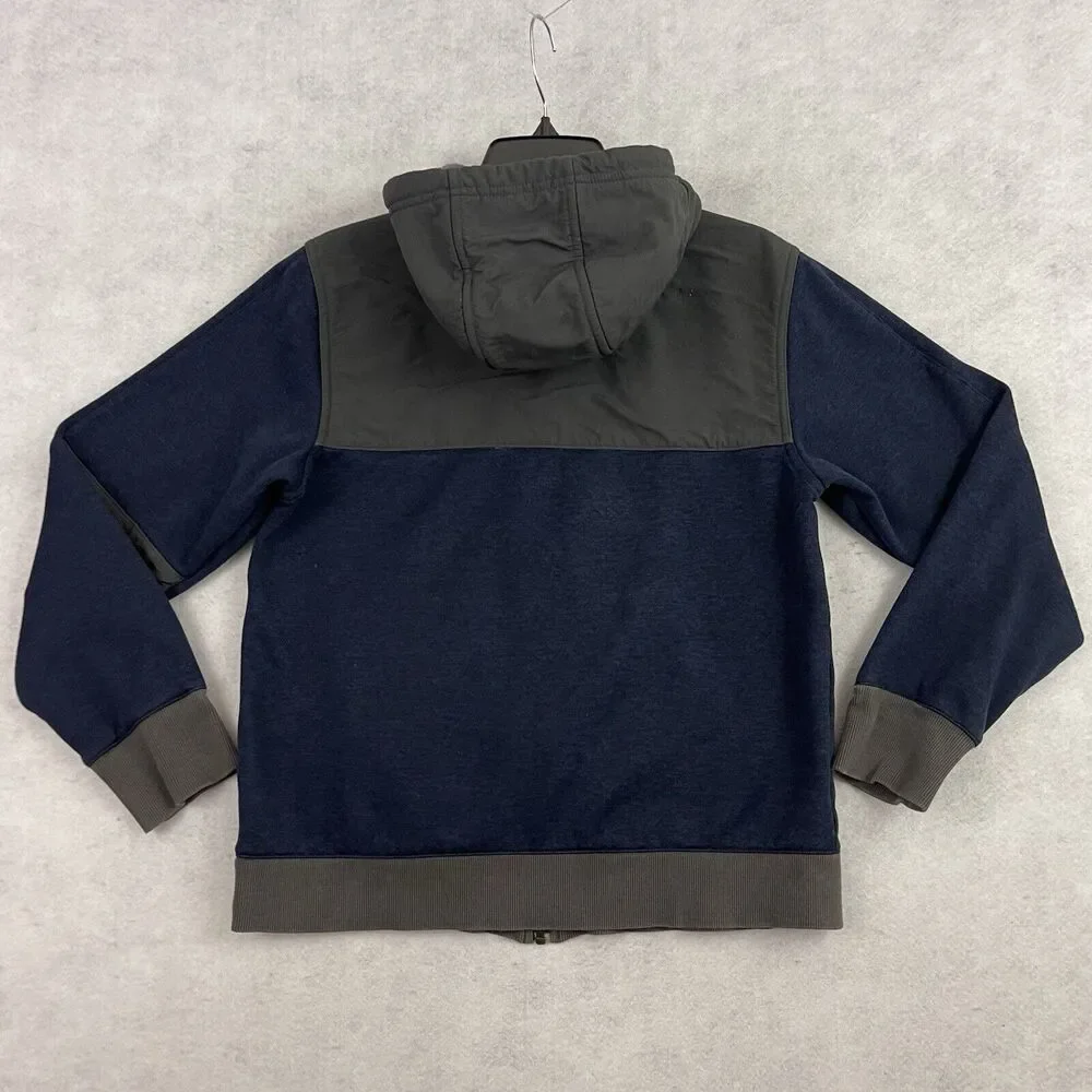 The North Face Hoodie Mens Small Navy Gray Tundra Fleece Softshell Sherpa Lined